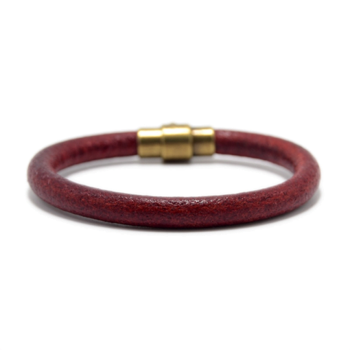 Brown Leather Bracelet for Men Women Copper Magnetic Clasp 1